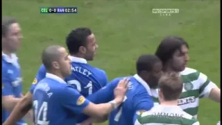 Rangers Kyle Bartley's tackle on Celtic's Scott Brown