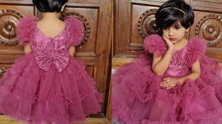 DIY: Beautiful baby frock cutting and stitching/party wear dress for kids/2-3 years baby frock