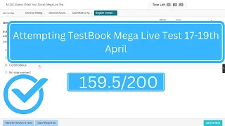 Attempting Testbook Mega Mock Test | CGL Prelims | 17-19April |2024