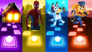 House Head 🆚 Spider Man 🆚 Bluey 🆚 Sheriff Labrador  - Tiles Hop EDM RUSH