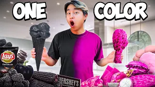 Eating Only ONE Color of Food for 24 Hours (Black Vs Pink)