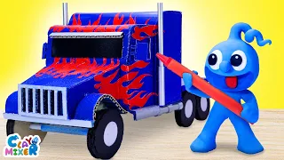 How To Make Transformers Optimus Prime Truck | Funny Stories For Kids With Tiny @ClayDohChannel