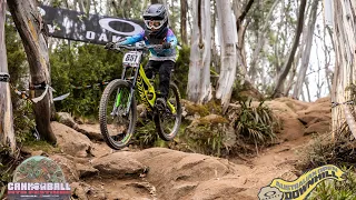 Kobe does a practice run of the National DH track (Cannonball) 2023 in Thredbo