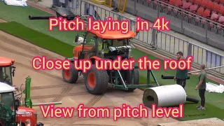 Anfield - view from inside - pitch laying up close - under the roof - Anfield Road expansion- LFC