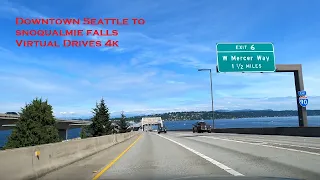 Driving Downtown Seattle to Snoqualmie Falls | Virtual Drives 4k