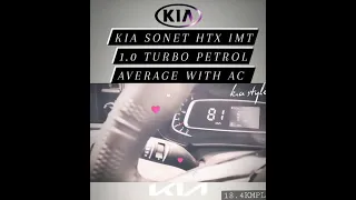 #kia #sonet#HTX #imt 1.0 #turbo #petrol #highway Average with Ac on 18.4kmpl