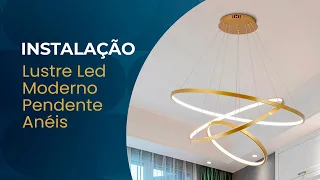 Como montar um Lustre Led Moderno Pendente Anéis Led 89w 3 Arcos Dourado