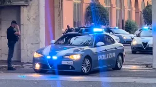 USCITA IN SIRENA SQUADRA VOLANTE ROMA ALFA ROMEO GIULIA/ALFA ROMEO ITALIAN POLICE IN EMERGENGY