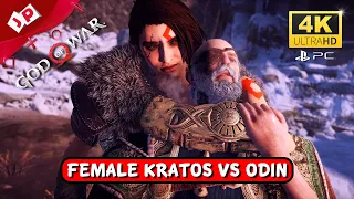 Female Kratos vs Odin Gameplay God of War PC Mods [4K 60fps]