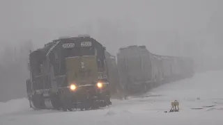 I Was Filming A Train In The Snow And This Happened! CSX and CP Trains In A Buffalo Blizzard DPU Too