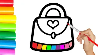 How to draw handbag for kids step by step | 子供向けのハンドバッグを段階的に描く方法 | 아이들을위한 핸드백을 단계별로 그리는 방법