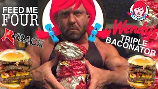 Ryback Attempts The Bell Life 4 Wendy's TRIPLE Baconator Burger 5.5K Calorie Mukbang Food Challenge