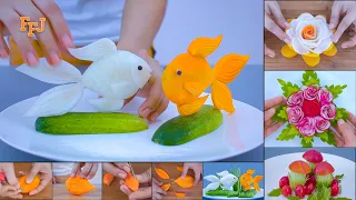 4 Creative Carving & Garnishing Ideas as Beautiful Vegetable Designs & Decorations