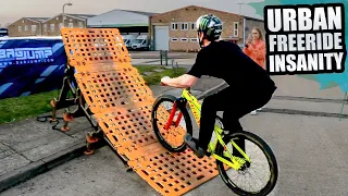 URBAN MTB FREERIDE INSANITY WITH THE PORTABLE KICKER RAMPS AND AIRBAG!