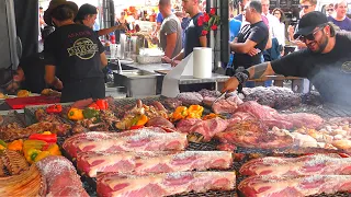 Italy Street Food. Pork Loin, Roast Beef, Asado, Sausages, Ham, Pasta and more Food