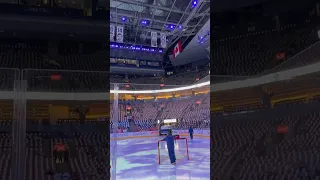 NHL legend Frank Mahovlich banner hangs from the ceiling of Toronto Scotiabank Arena