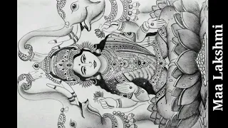 How to draw a beautiful pencil shading sketch of Goddess Lakshmi/Step by step drawing of Maa Lakshmi