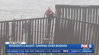 Migrants Caught Jumping Over Border