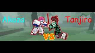 Akaza vs Tanjiro in Roblox Rogue Demon