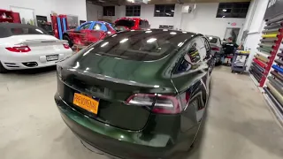 Inozetek Metallic Midnight Green on a Tesla Model 3!