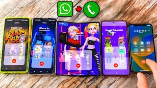 Z Fold + Z Flip + Note 10 + A53 vs iPhone Five Phones Conference Call at The same Time + WhatsApp