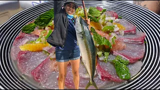 BEST WAY TO EAT YELLOWTAIL | She Caught The Biggest Fish