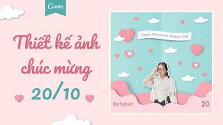 Cách thiết kế ảnh, thiệp chúc mừng ngày Phụ nữ Việt Nam 20/10 bằng Canva theo hiệu ứng cắt giấy