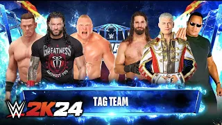 WWE 2K24 - New & Improved Roman Reigns John Cena & Brock Lesnar Against Cody Seth & The Rock