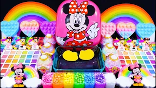 "Minnie Mouse" Slime. Mixing Makeup into clear slime! 🌈ASMR🌈 #satisfying #슬라임 (282)