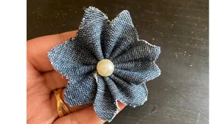 simple and easy diy denim flower! make denim flower at home ! denim craft ideas