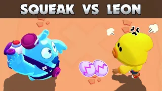 Squeak Vs Leon l 1Vs1 l 14 Tests l Mythic Brawler Vs Legendary Brawler l Brawl Stars