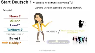 German Speaking Test Level A1, Mündliche Prüfung  Goethe Zertifikat / telc A1 Teil 1, 2 und 3, 2023