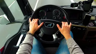 From Germany to Netherlands by truck MAN TGX POV driving