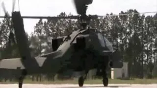 U.S. Army Boeing Attack Helicopter (AH) AH-64 Helicopter at Allen Stage Field Startup & Taxi