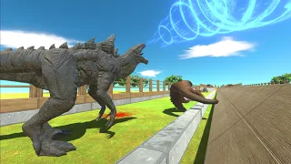 Zilla & Bewilderbeast In battle with animals on the straight path - Animal Revolt Battle Simulator