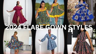 UNIQUE AND BEST SHORT FLARE GOWN ANKARA DESIGNS FOR FASHIONABLE WOMEN🔥