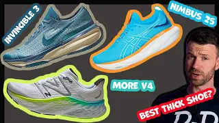 BEST Thick Running Shoe? | Nike Invincible 3 vs New Balance More v4 vs Asics Nimbus 25 |