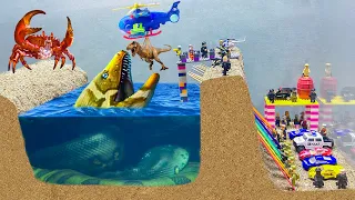 Tsunami Dam Breach Experiment - Evacuation Lego City From Army godzilla War Combat Giant Sea Monster