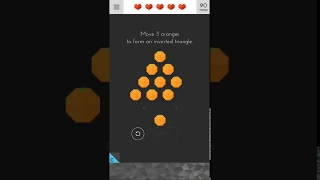 Tricky Test 2 level 111 Move 3 oranges to form an inverted triangle Walk-through