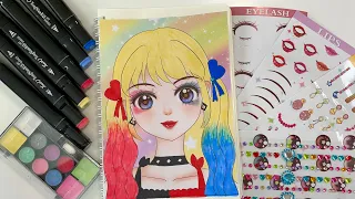 [ToyASMR] Makeup style Harley Quinn 💋💄with sticker #paperdiy #asmr #makeup #harleyquinn