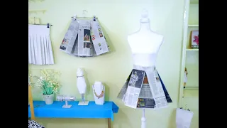 Newspaper Origami Box Pleated Skirt