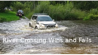 Compilation Off Road Cars Crossing River and stuck in Water / Fail and Win