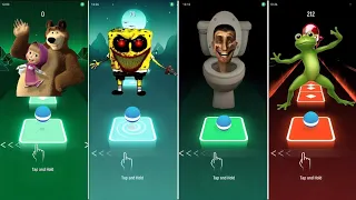 Masha and The Bear vs Spongebob vs Skibidi Toilet vs Dancing Frog | Tiles Hop Game