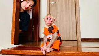 Monkey Bibi was sad when his dad had to be hospitalized