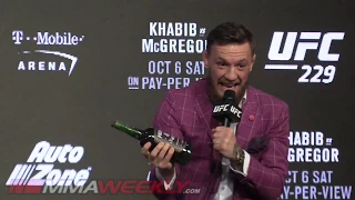 Conor McGregor Sneaks Whiskey Into the Press Conference (UFC 229)