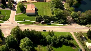 Aerial video of dump truck rollover crash in Bloomfield Township