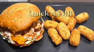 ASMR | CHICKEN CROQUETTES AND CHEESE BURGER 飲食秀 |  穆克班格
