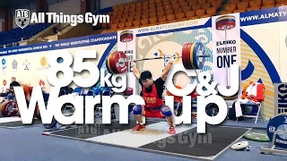 85kg Warm up Area Clean & Jerk Almaty 2014 World Championships w/ Tian Tao Okulov Aukhadov