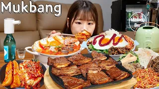 Sub)Real Mukbang- Bibimbap 🍱 Short Ribs 🍖 Spicy Soft Tofu Stew 🔥 ASMR KOREAN FOOD