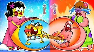 Hot Pregnant vs Cold Pregnant! HOT VS COLD FOOD CHALLENGE #3 || Spongebob Squarepants Animation